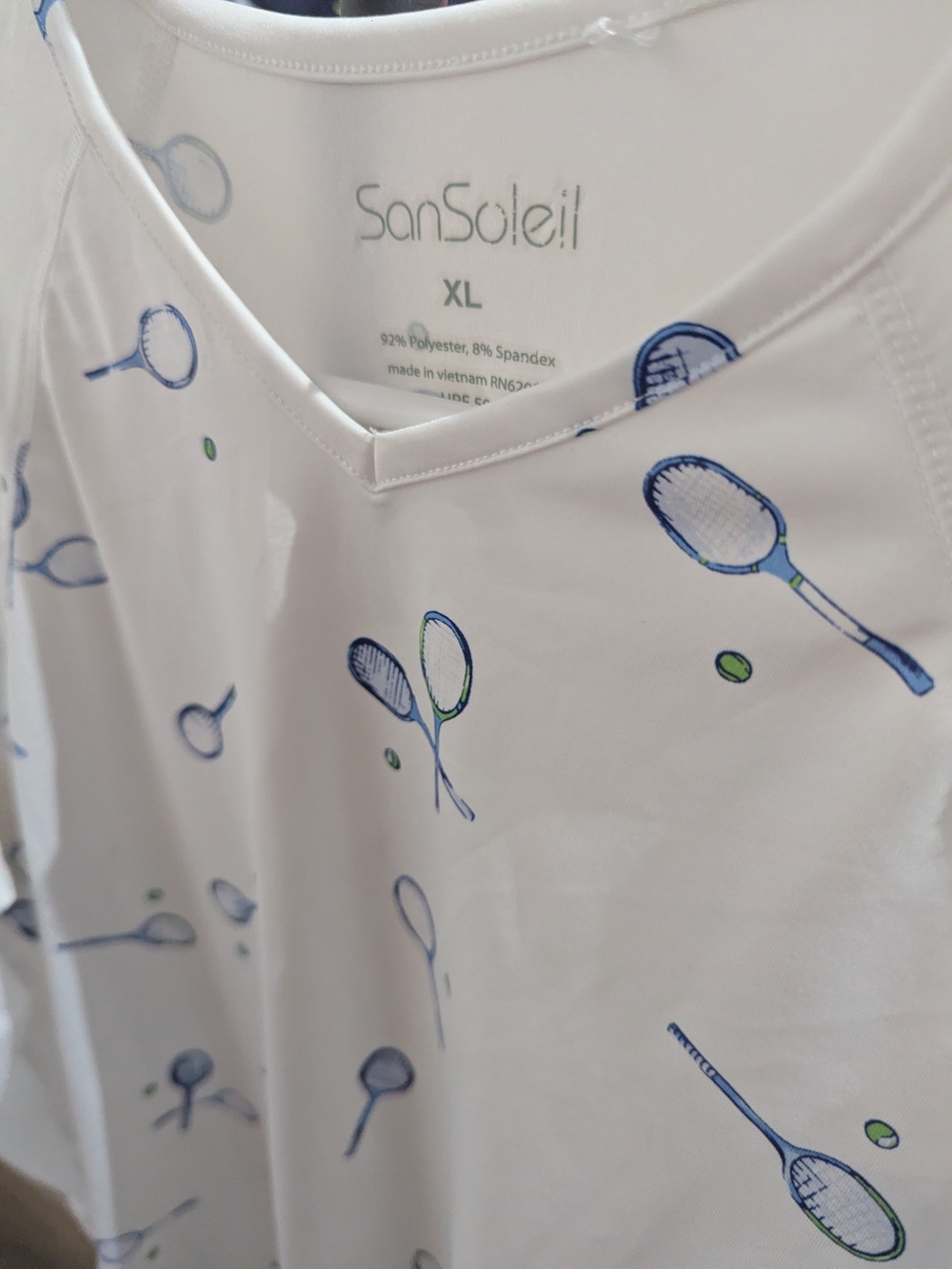 White Tennis-Print Performance Top